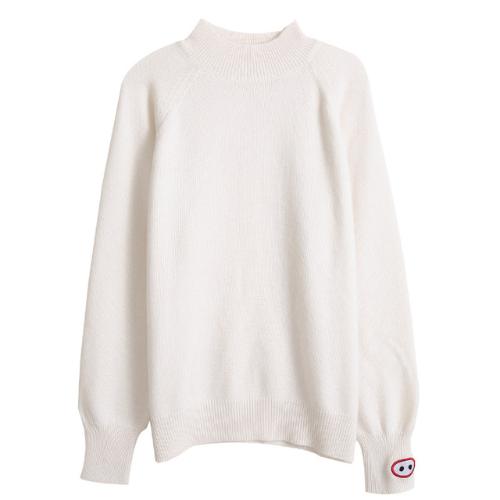 大表姐劉雯同款白色毛衣女半高領羊絨衫秋冬套頭寬鬆羊毛針織打底