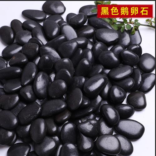 黑色拋光鵝卵石 黑色亮光雨花石頭 工程鋪路魚缸造景石子