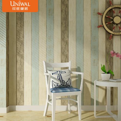 欣旺地中海牆紙 現代簡約豎條紋壁紙 客廳臥室過道走廊壁紙