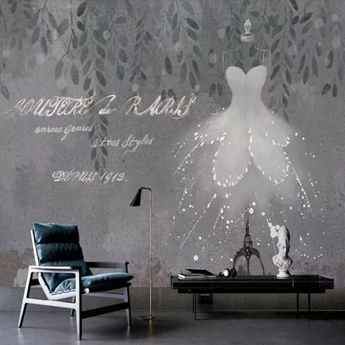 歐式藝術手繪牆紙復古婚紗壁紙影樓女裝服裝店背景牆布無縫壁畫