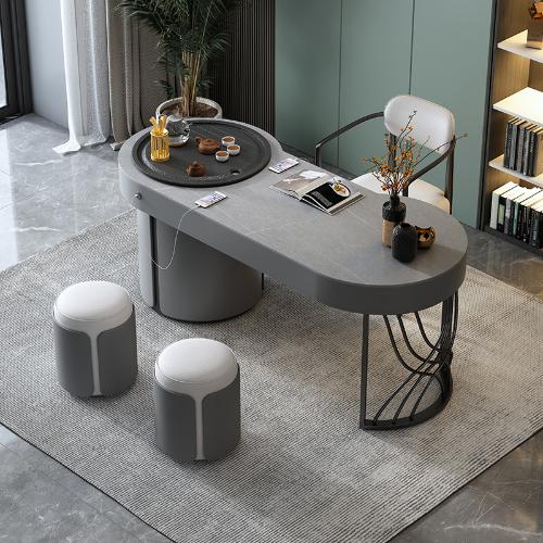 輕奢泡茶桌現代陽臺茶桌椅組合簡約茶几家用小茶臺火燒石茶藝茶桌