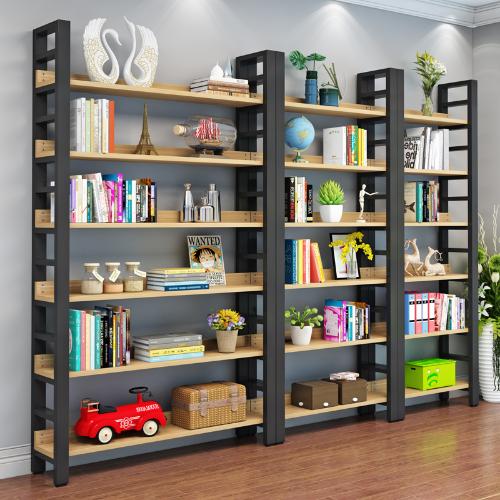 書架落地收納架簡易多層鋼木書櫃儲物貨架家用客廳鐵藝架子置物架