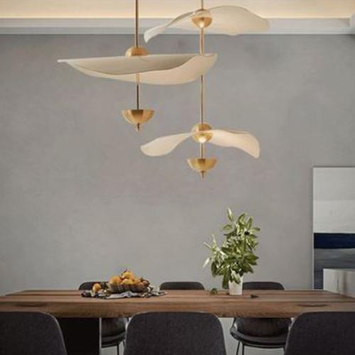 極簡餐廳燈北歐藝術亞克力荷葉吊燈樓梯間吧檯臥室樣板間LED吊燈