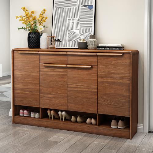 中式實木框鞋櫃北歐家用儲物櫃隔斷門口門廳櫃收納大容量玄關鞋櫃