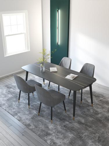 北歐ins大理石餐桌簡約現代小戶型家用飯桌餐廳巖板餐桌椅組合