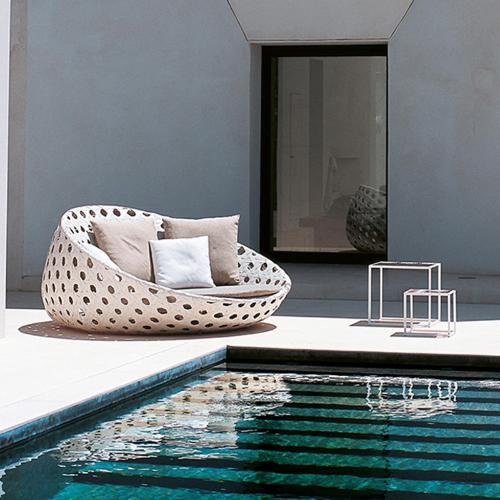 北歐戶外休閒拉網圓牀藤椅傢俱防曬定製傢俱繩編沙發室外雙人位