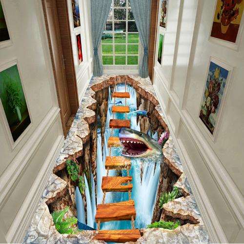 可裁剪3d驚險刺激走廊過道地毯長條樓梯樓道滿鋪地墊定製門口墊子