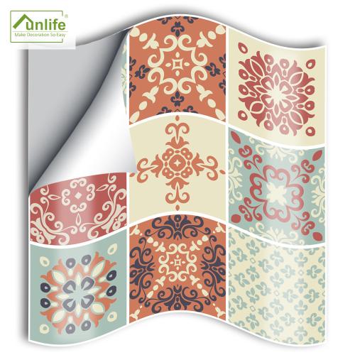 Funlife 25片裝復古維多利亞摩洛哥款衛生間瓷磚貼PVC陽臺貼SJ031