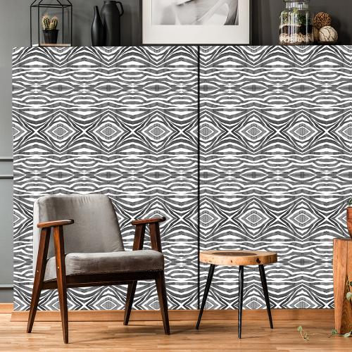 Funlife野性之美仿皮紋自粘壁紙 黑白斑馬紋客廳臥室牆紙 SWP145