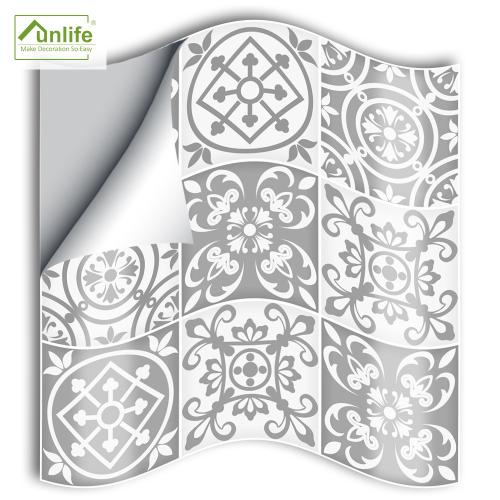 Funlife 復古灰色摩洛哥洗手間翻新瓷磚貼25片裝PVC裝飾牆貼SJ030