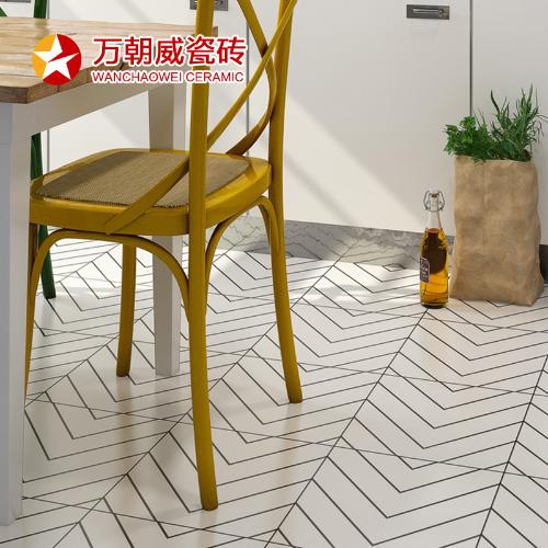 北歐小花磚黑白色幾何格子仿古磚300300花片陽臺廚房衛生間地磚