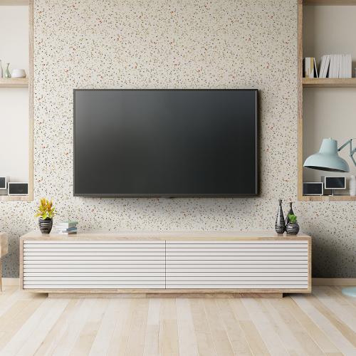 Funlife客廳沙發電視背景牆壁紙白色水磨石翻新自粘防水牆貼MF019