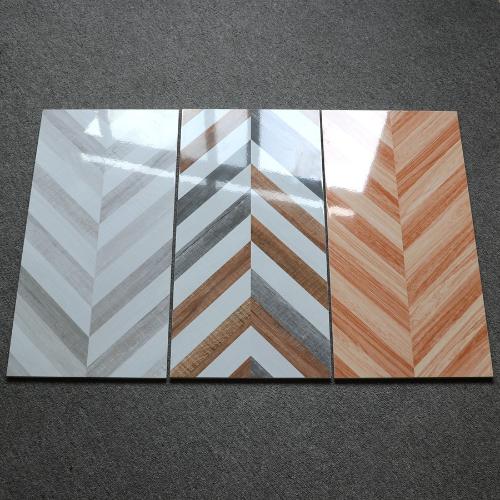 魚骨紋瓷磚300x600亮光面木紋磚衛生間拋光牆磚廚房釉面耐髒瓷片