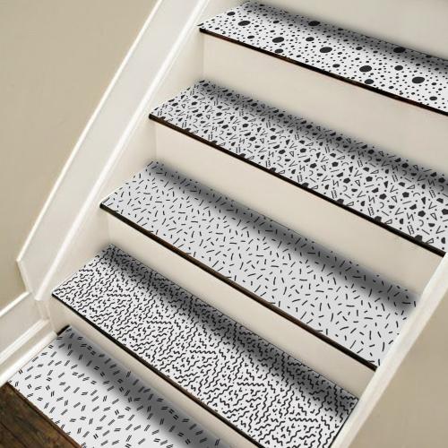 Funlife多功能裝飾樓梯貼 創意黑白水磨石自粘可裁剪瓷磚貼 MF010