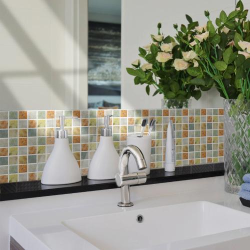 衛生間腰線貼防水鏡子邊框裝飾自粘廚房竈臺防油馬賽克拼花瓷磚貼