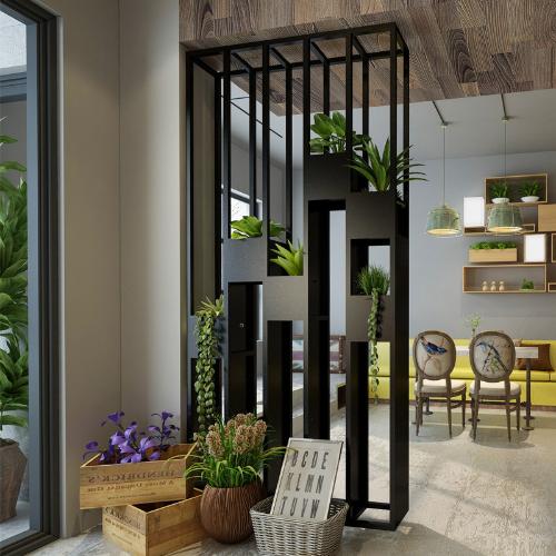 北歐鐵藝隔斷花架餐廳飯店室內綠植裝飾屏風家用客廳玄關隔斷座屏