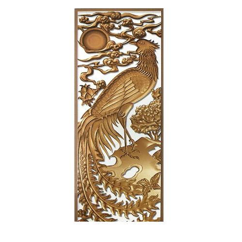廠家定製中式仿古木紋隔斷鏤空浮雕裝飾客廳玄關豎條鋁合金屏風