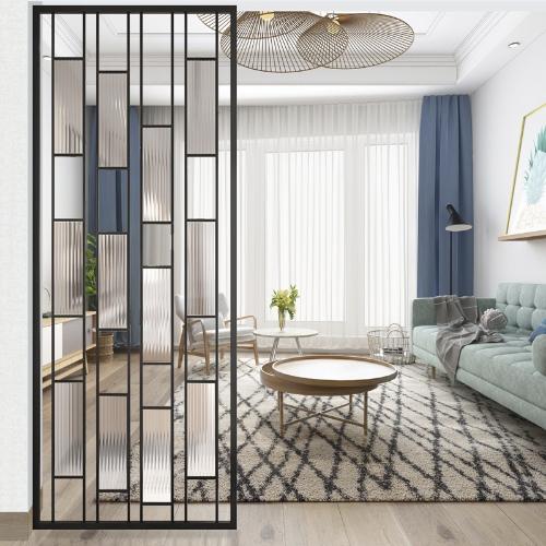 現代簡約鐵藝玻璃屏風隔斷客廳入戶玄關書房臥室遮擋裝飾創意屏風