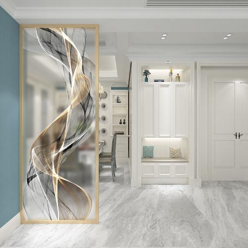 簡約輕奢藝術玻璃屏風隔斷牆乾溼區雙面背景磨砂透光工藝客廳玄關