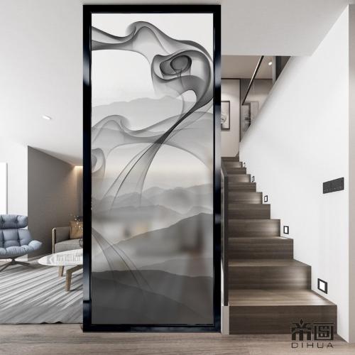 現代簡約客廳玻璃屏風隔斷牆輕奢家用衛生間透光背景北歐入戶玄關