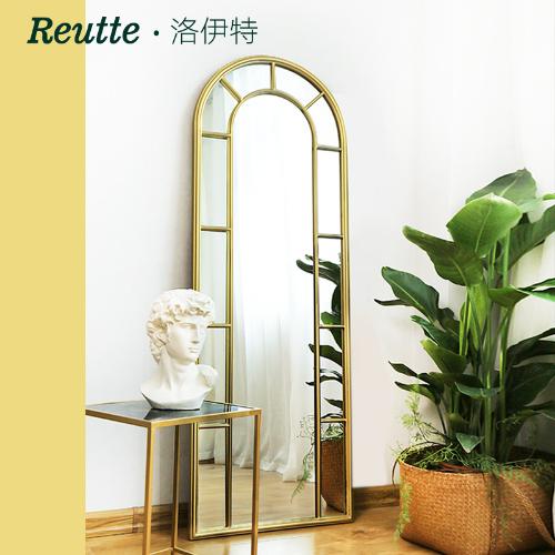 鐵藝全身鏡落地穿衣鏡歐式復古壁掛鏡試衣鏡臥室背景牆裝飾鏡框