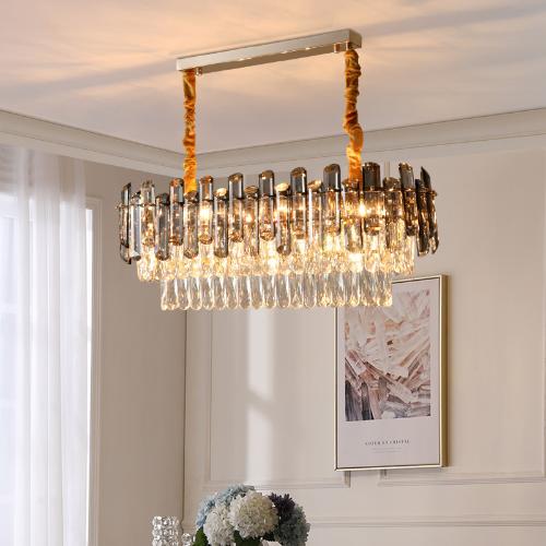 輕奢吊燈餐廳燈長方形後現代客廳燈水晶燈現代簡約水晶吊燈臥室燈