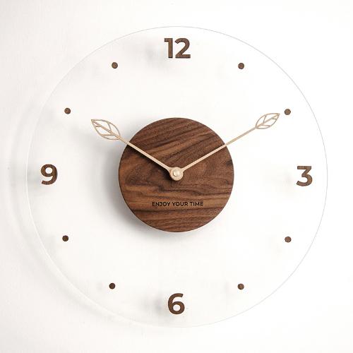 簡約北歐掛鐘創意實木製亞克力玻璃家居客廳牆鍾裝飾鍾Wall Clock