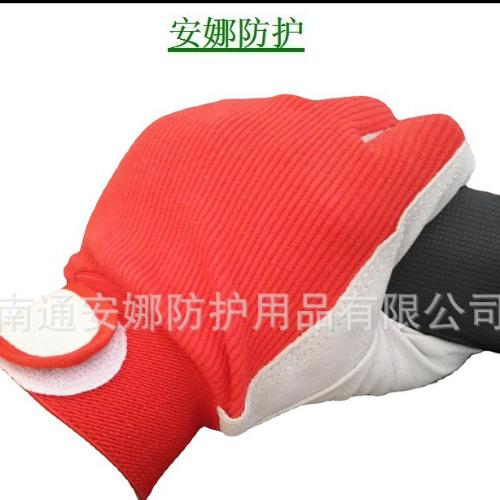 豬皮手套半皮針織彈力背袖 焊接 防靜電 電子車燈 出口