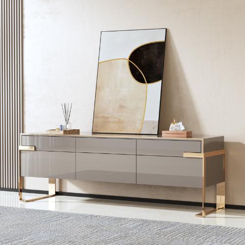 意式輕奢電視櫃港式地櫃簡約後現代臥室影視櫃金屬電視櫃地櫃傢俱