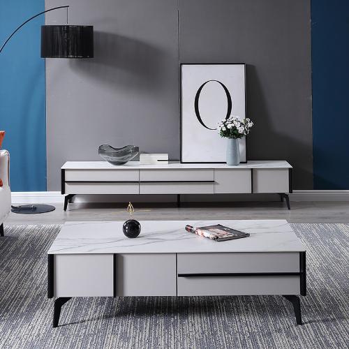 輕奢巖板茶几電視櫃簡約小戶型客廳儲物收納櫃家用電視櫃組合套裝