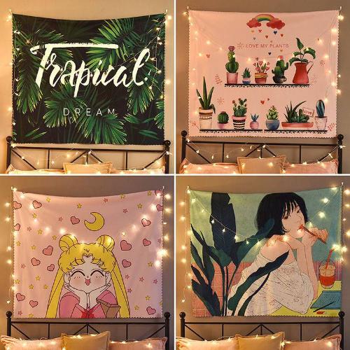 背景布動漫牆布背景牆面裝飾房間宿舍牀頭布毯置網紅ins風掛布.