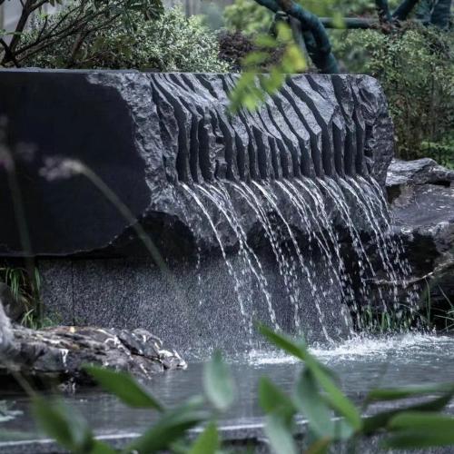 日式園林枯山水造景野山石黑色石頭枯山水黑山石產地貨源景觀石