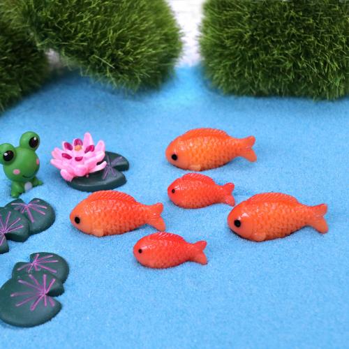 卡通迷你紅鯉魚樹脂工藝品仿真動物小魚兒公仔盆景魚缸造景小擺件