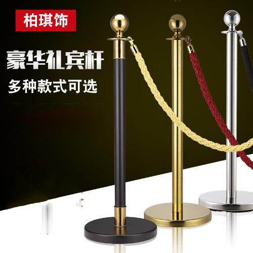 豪華掛繩圓球欄杆座 不鏽鋼排隊柱 酒店迎賓禮賓杆圍欄 圓頭護欄