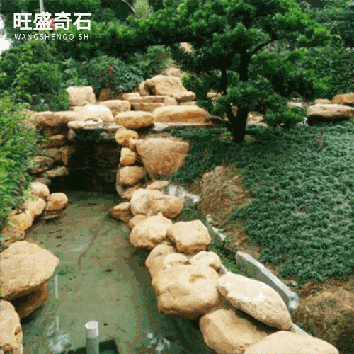 景觀石草地裝飾黃蠟石 駁岸石 園林假山流水造景石定製黃石噴泉石