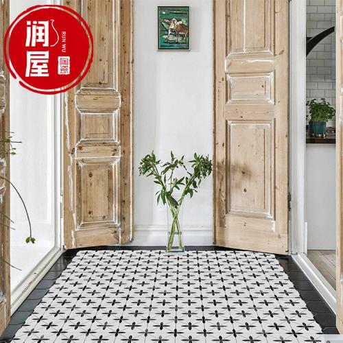 北歐黑白配個性花磚300x300衛生間地磚 防滑廚房陽臺牆磚浴室瓷磚