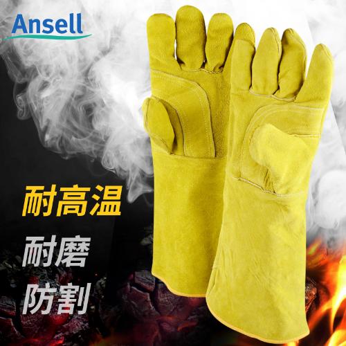 安思爾43-216牛皮電焊手套焊工隔熱防火防燙防濺加長防刺穿耐高溫