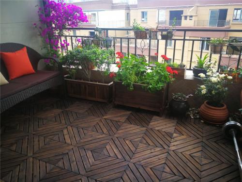 陽臺地板拼接實木碳化防腐木露臺室外庭院花園浴室木質戶外木地板