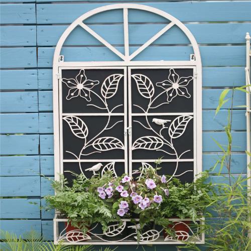 美式鐵藝裝飾窗戶假窗花架復古置物架壁掛櫥窗陽臺牆面遮擋掛件