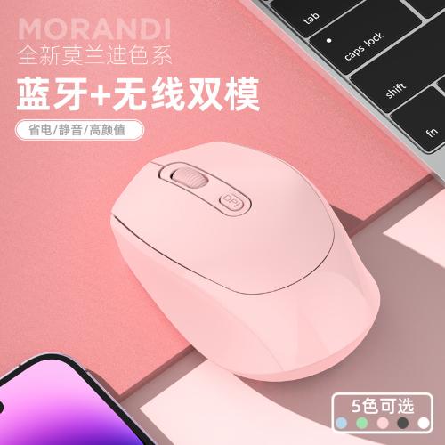現貨靜音無線鼠標可充電雙模藍牙鼠標禮品電腦辦公馬克龍多色可選