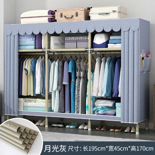 經濟型布衣櫃家用臥室全鋼架現代簡約出租房簡易組裝大小戶型儲物