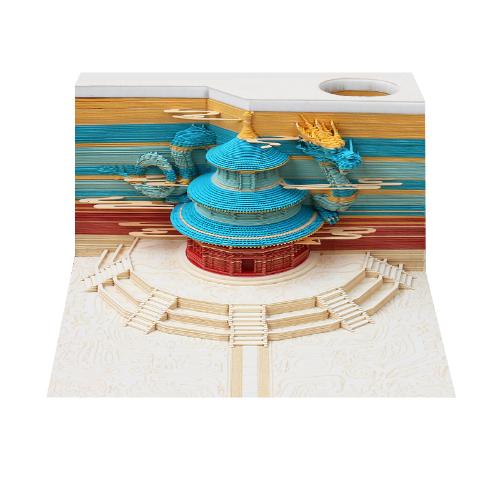 企業廣告創意禮物紙雕便利貼便籤紙文創擺件祈年殿3D立體便籤本