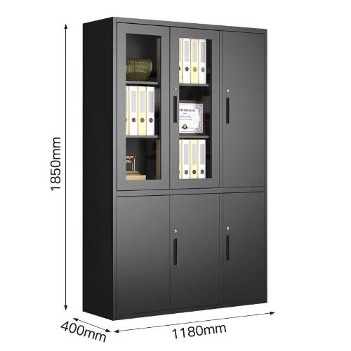 黑色鋼製辦公室文件櫃鐵皮櫃矮櫃財務資料檔案櫃陽臺帶鎖儲物櫃子
